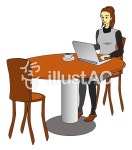 무료 클립 아트 : 카페 컴퓨터 노트북 여성 PC 방 - 992501 | illustAC