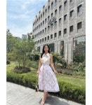 디어마이뮤즈 하이웨스트 로망 플레르 핀턱 플레어 롱스커트