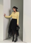딘트 SK2435 린다 샤 레이어드 밴딩 언발 스커트