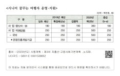 2020년도 추진계획-예산현황-<시니어 꿈꾸는 여행자 운영 지원> 고령세대의 여가 기회 확대-3. 2020년도 추진계획-예산현황-<시니어 꿈꾸는... 