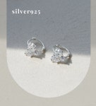 올은(ALLEUN) 실버925 왕하트 큐빅 원터치 은 링 귀걸이 - 후기 | 무신사