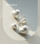 올은(ALLEUN) 실버925 하트 보름달 은 귀걸이 볼드 스터드 - 후기 | 무신사