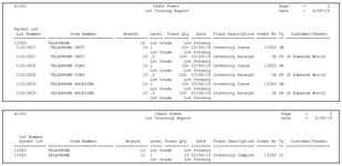 View Lot Transactions