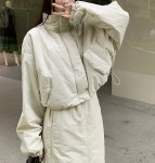 더블제이 24FW 신상 패딩 숏 자켓 롱 스커트 세트 옵션 선택 필수/ 루즈 핏 세미 크롭 하이 넥 숏패딩/ 밴딩 스트링 롱 sk/ set 2color SM size... 
