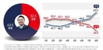 윤석열 지지율 긍정 32.5%, 부정 63.5% - 더블 데드크로쓰가 바로 앞!!! - DVDPrime