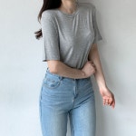 엘오브유 [ 1+1 할인 / 차르르핏 ] 텐셀 실켓 찰랑 라운드 무지 반팔 티셔츠 7color