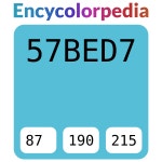Valspar Paint Blue Fiesta V030-2 / X79R149D / #57bed7 헥스 색상 코드 스킴, 챠트, 팔레트, 페인트 & 그림 물감 Valspar Paint... 