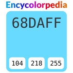#68daff 헥스 색상 코드 스킴, 챠트, 팔레트, 페인트 & 그림 물감 #68daff 헥스 색상 코드