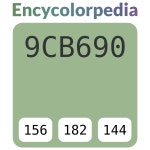 Pratt & Lambert Frog Belly 20-27 / #9cb690 헥스 색상 코드 스킴, 챠트, 팔레트, 페인트 & 그림 물감 Pratt & Lambert Frog Belly 20... 