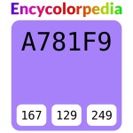 #a781f9 헥스 색상 코드 스킴, 챠트, 팔레트, 페인트 & 그림 물감 #a781f9 헥스 색상 코드