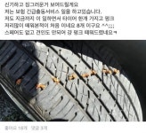 펑크난 타이어 괜찮을까요? ㅎㄷㄷ | 보배드림 교통사고/블박