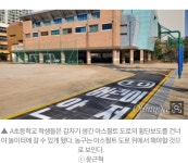 초등학교 운동장에 주차장용 아스팔트 도로가 깔렸습니다 | 보배드림 자유게시판