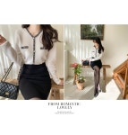 진주샤네린 니트블라우스 a0945 - 러블리 로맨틱룩 피오나 피오나