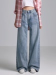(또입진22탄) 와이드 뒷포켓 워싱 데님 팬츠 (J2504)