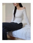 프롬뮤즈 stud ribbed banding pants