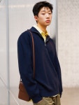 제너럴아이디어 MAN 안티 필링 미니멀 하찌 집업 풀오버 [NAVY]