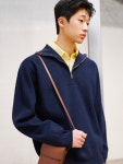 제너럴아이디어 MAN 안티 필링 미니멀 하찌 집업 풀오버 [NAVY]