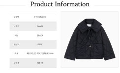 머스트잇(MUSTIT) - (당일) 22FW 가니 RIPSTOP 퀼팅 블랙 여성 자켓 F7326 BLACK