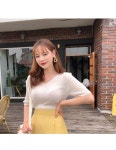피니엘 브이넥 반팔 니트 - 리리앤코 피니엘 브이넥 반팔 니트