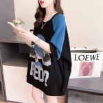 [모자 쓴 소녀 컬러 배색 루즈핏 반팔 티셔츠] 바비코코