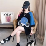 [모자 쓴 소녀 컬러 배색 루즈핏 반팔 티셔츠] 바비코코