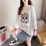 [맨투맨맛집 / 기모 핑크야옹이 소매시보리 티셔츠] 바비코코