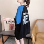 [모자 쓴 소녀 컬러 배색 루즈핏 반팔 티셔츠] 바비코코