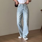 그리니스튜디오 [S-XXL,키큰녀] 3컬러 프레임 후들후들 그라데이션 워싱 하이 와이드 롱 데님 팬츠 ; S,M,L