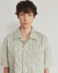 호이테(HEUTE) ARGYLE CONVERTIBLE COLLAR SHORT SLEEVE SHIRT (LIGHT KHAKI) - 사이즈 & 후기 | 무신사
