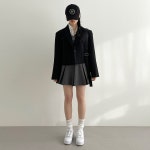 세미 크롭 배색 블라우스 레이어드 니트 조끼 셔츠 / 봄 가을 스쿨룩 하이틴 10대 20대 캐주얼 대학생 카라 데일리룩 데이트룩 교복 베스트 코디