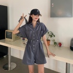 허니퓨어 [귀요미핏/여름강추]토리 스트링 반팔 점프슈트 숏 팬츠(2col)