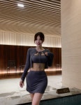 황바비 [호캉스 추천] 소라 볼레로 가디건 + 스커트 수영복 세트