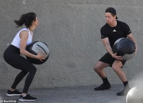Nina Dobrev and Shaun White work up a sweat together at a private gym in Santa Monica | Daily Mail Online Nina Dobrev and Shaun... 