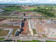 Drone footage of HS2 construction work tearing across Englands countryside reveals just how much work is left to be done with... 