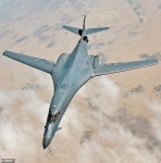 Two US B-1B strategic bombers are buzzed by Russian Su-27... Two US B-1B strategic bombers are buzzed by Russian Su-27 fighter jet