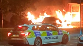 Video: Moment car goes up in flames in Bilston market town | Daily Mail Online