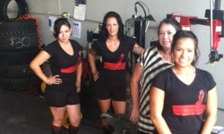 Treds Tire and Wheel: Meet the staff of the all-female tire shop thriving in Texas | Daily Mail Online Pink jacks and polka-dot... 