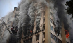 One dead in New Delhi office block fire | Daily Mail Online Tower block consumed by smoke and fire as fatal blaze breaks out in... 