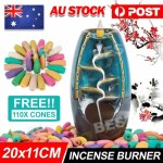 Backflow Ceramic Mountain Waterfall Smoke Incense Burner Cones Holder + 110Cone | eBay Backflow Ceramic Mountain Waterfall Smoke... 