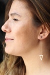 Sterling Silver Triangle Earrings Triangle Charm Earrings / - Etsy