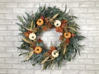 Fall Greenery Wreath With Pumpkins, Autumn Eucalyptus Wreath, Fall Eucalyptus Wreath, Fall Foliage Wreath, Fall Wreath for Front... 