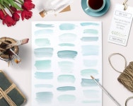 Watercolor clipart strokes banners 100 pc mint teal aqua | Etsy
