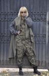 Wool Green Military jacket/Zipped jacket/Wool loose casual long jacket/Handmade coat/Asymmetric wool cotton jacket/Maxi jacket/G0215