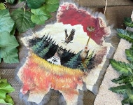 Hand Painted Rabbit Hide Mountain Eagle - Etsy Hand Painted Rabbit Hide  Mountain Eagle - Etsy