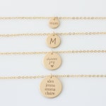 Gold Disc Necklace Monogram Necklace Gold Hand Stamped - Etsy