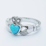 Sterling Silver Claddagh Ring Set With Opal Stone October - Etsy
