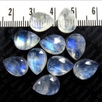 Loose Gemstone Faceted 9x12mm Natural Blue Rainbow Moonstone Loose Gemstone Faceted Rose Cut Pear Blue Fire Moonstone Gemstone... 