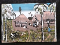 Mid Century African Village Landscape Original Painting - Etsy