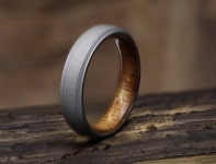 Titanium and Hawaiian Koa Wood Lined Mens Ring With Flat - Etsy