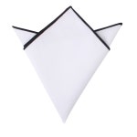 Black Edge White Pocket Square Cotton Pocket Square Mens Bow Tie Husband Gift Groomsmen Handkerchief Mens Hanky Hankie Groom Gift... 